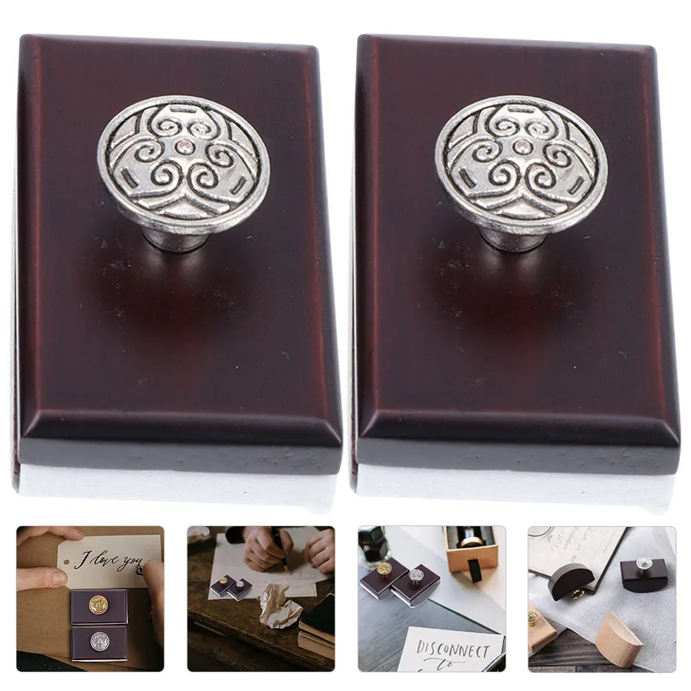 

2Pcs Wood Rocker Blotter Ink Blotter Portable Quick-Drying Absorbing Stamp Desk Writing Accessories Absorbent Stamp