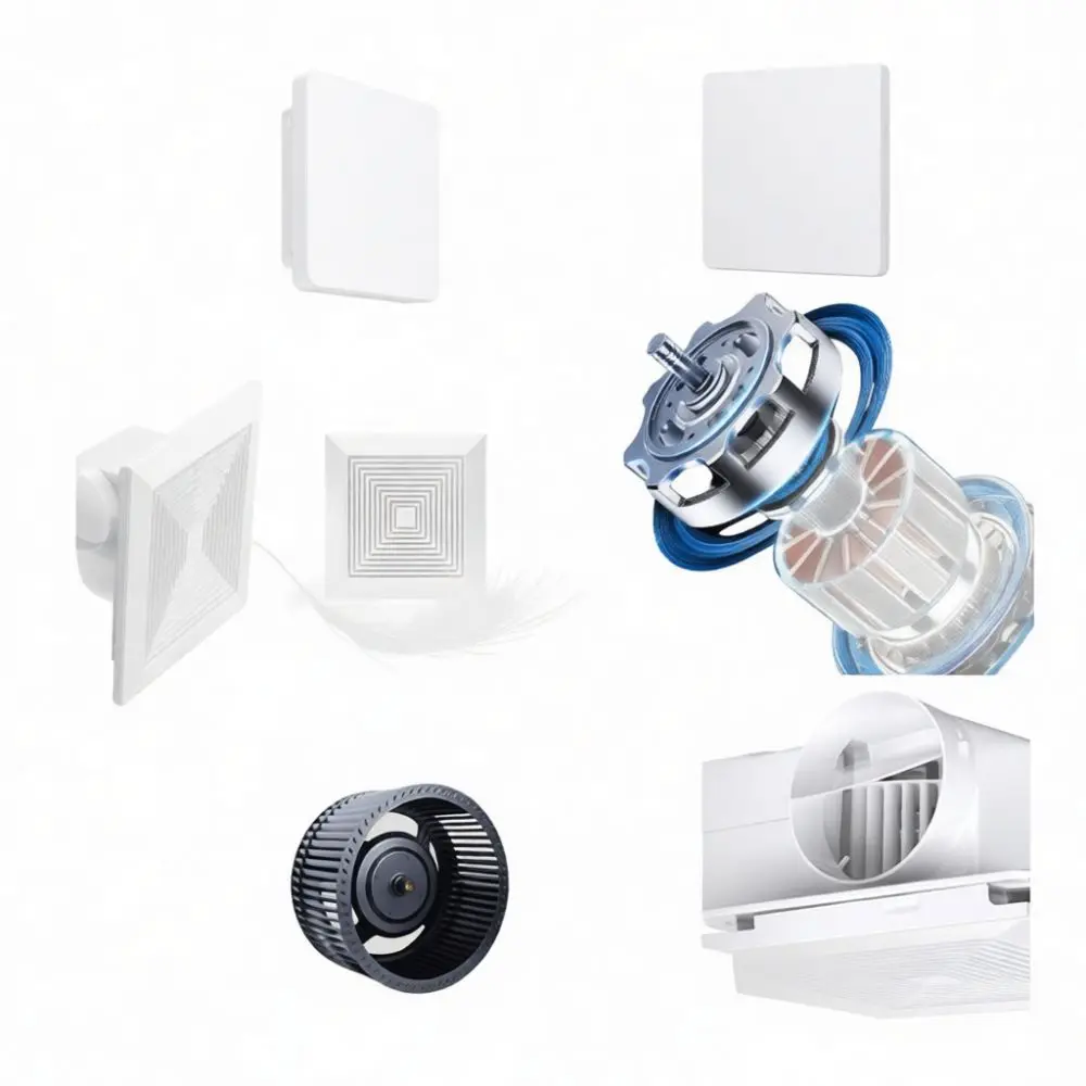 Quiet Duct Exhaust Fan Integrated Ceiling For Kitchen Bathroom Ventilation Powerful Blower Inline Air Extractor Vent Unit