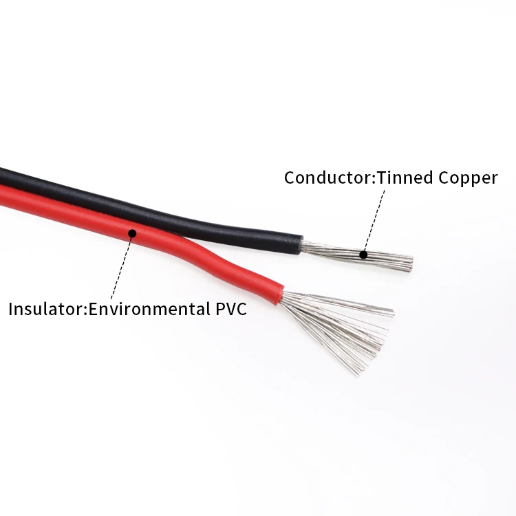 5M/10M/20M UL2468 Electric Copper Wire 2Pins PVC Insulated 28 26 24 22 20 18 16AWG Double Cores LED Lamp Cable Black Red White