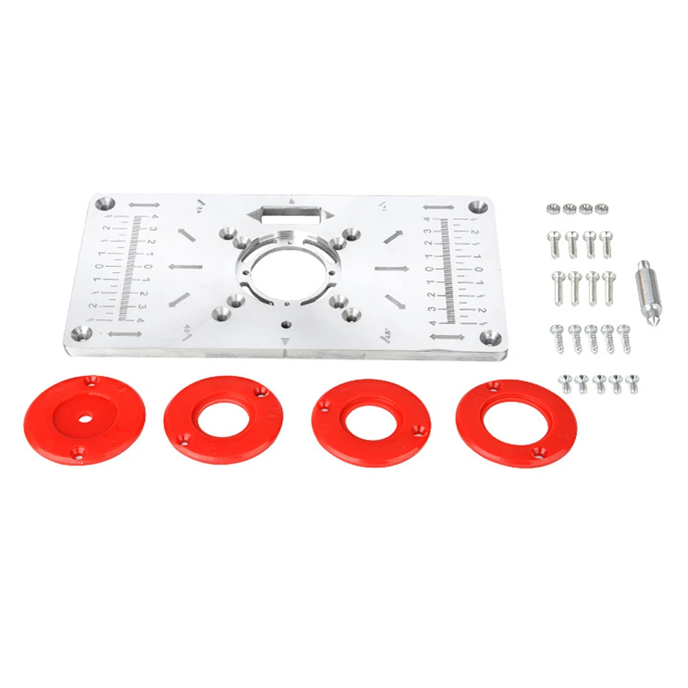 Mesa de enrutador de aluminio, placa de inserción para bancos de carpintería, placa de enrutador, herramientas de madera, máquina de recorte de fresado con anillos