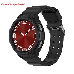 3pcs for Samsung Galaxy Watch 6 Classic Band 47mm 43mm Rugged TPU Bumper+ +Ring Bezel+Silicone Strap For Galaxy Watch 6 Classic