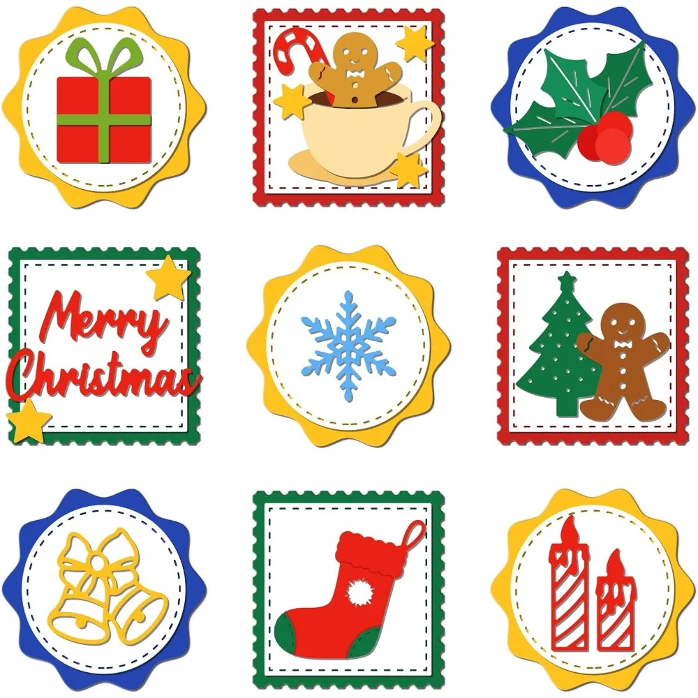 Classic Christmas Stamp Cutting Dies for DIY Scrapbooking Metal Gingerbread Man Merry Christmas Die Cuts Embossing Stencils