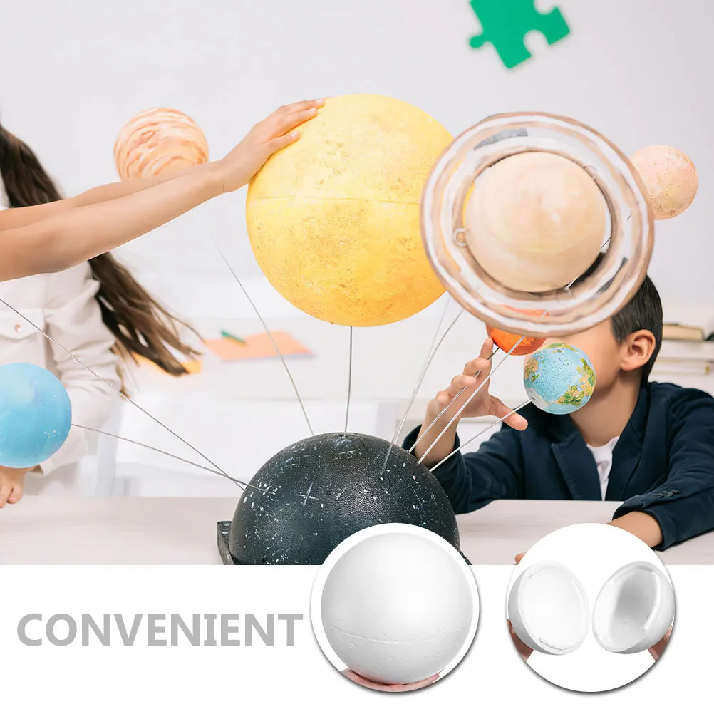 

White Foam Hollow Ball DIY Crafts Unpainted Round Foam Balls for Wedding Halloween Party School Activities DIY Ball