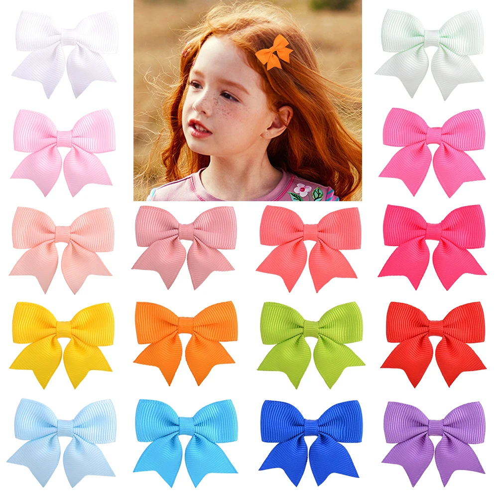 20colors 1piece Colorful Ribbon Hair Bows with Clip for Baby Girls Mini Cute Hairpins Barrettes Headwear Kids Hair Accessories