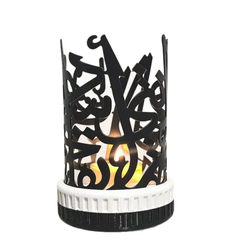 [NEW!A24P】 For Dining Table Candle Holder With Clear Sleeve& Metal Pillar Stand- Personality Design For Fireplace Mantel Outdoor