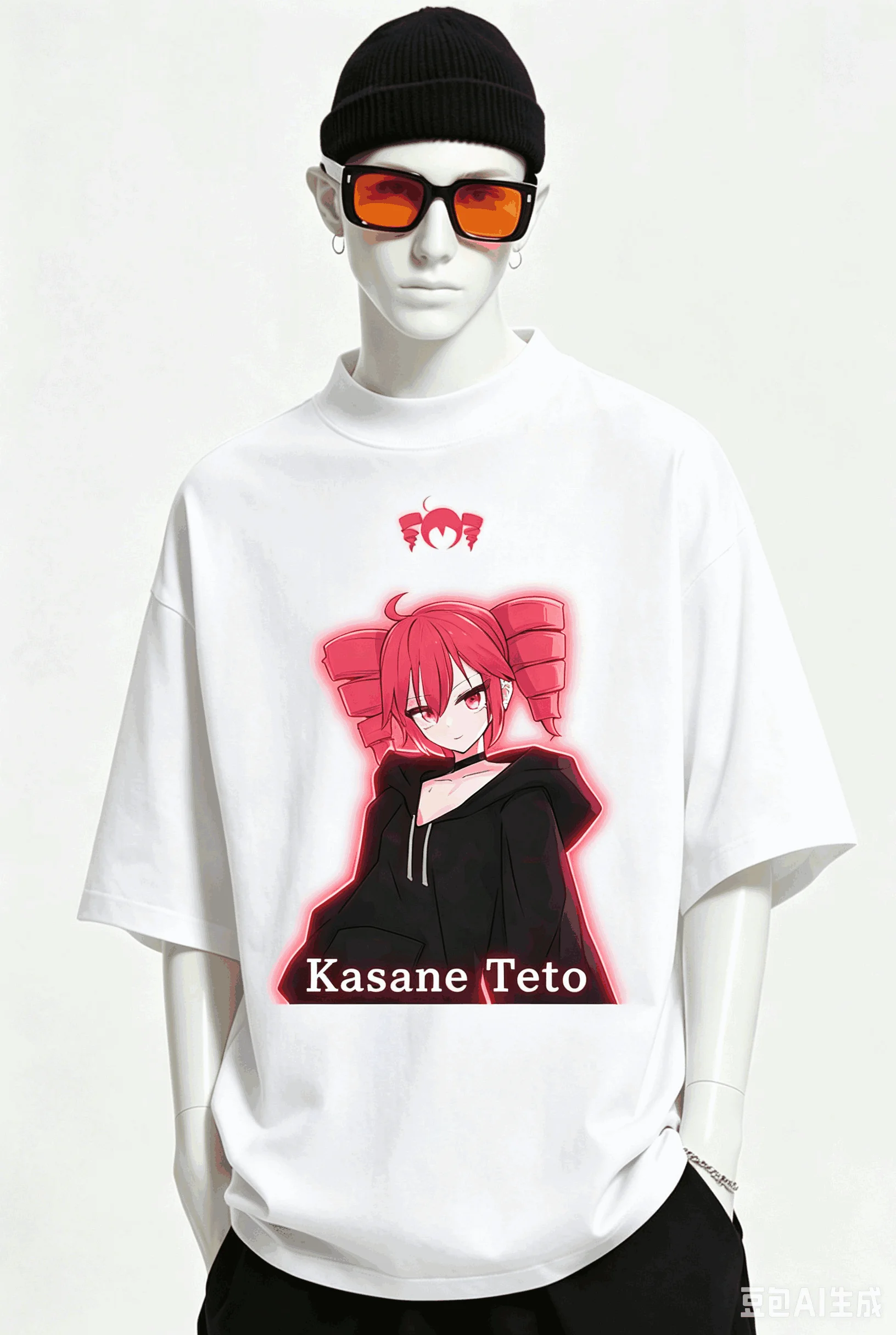 Kasane Teto Übergroßes Unisex-T-Shirt mit Grafikdruck und Rundhalsausschnitt für Männer und Frauen, hochwertige Y2k-Kurzarm-Streetwear aus weicher Baumwolle – Detail 31