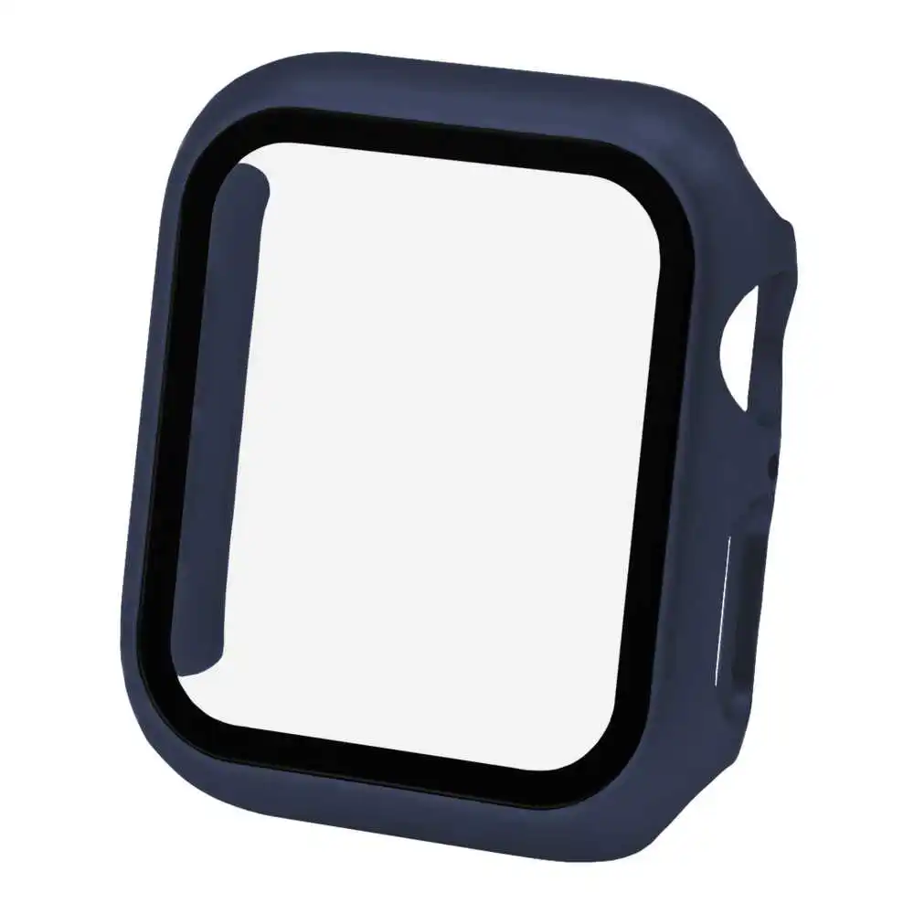 Tempered Glass Protective Case Compatible With Apple Watch 4/5/6/SE Smart Watches (40mm) Navy Blue