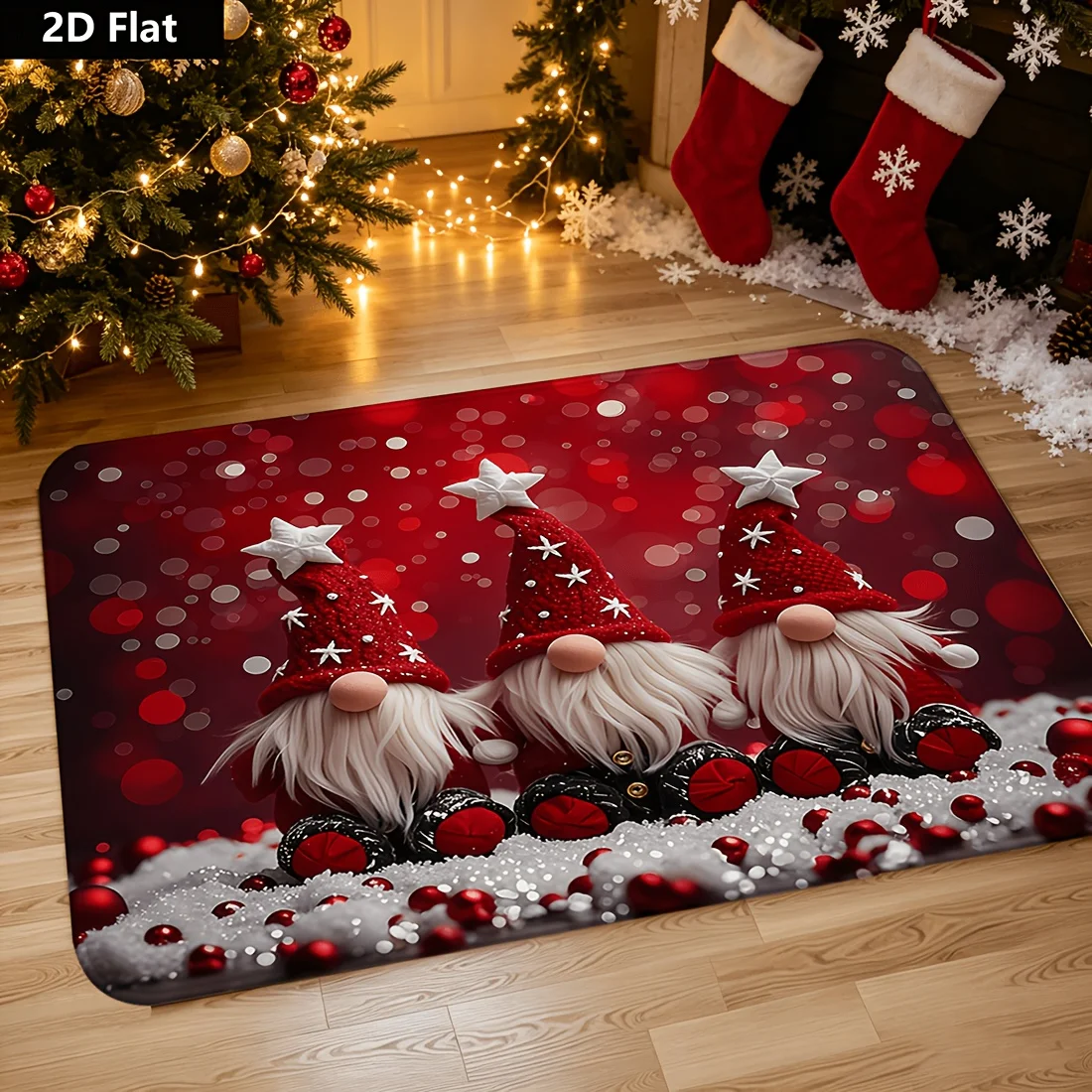 Living Room Bedroom Christmas Gnome Doormat Mat 2D Flat Kitchen Entryway Balcony Door Dining floor mat nonslip  floor mat gifts