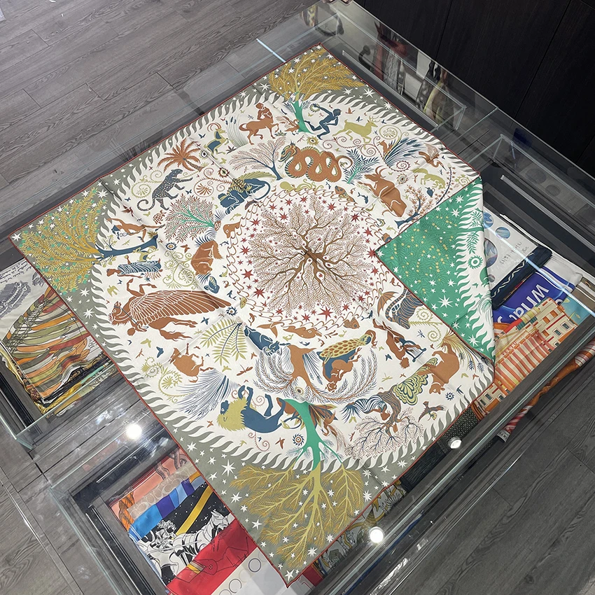 

Шелковый шарф Muberry, 90 см, квадратные банданы с двойным лицом и принтом, 90 трав, завернутые шали, шарфы для волос на шею, подарок для мамы