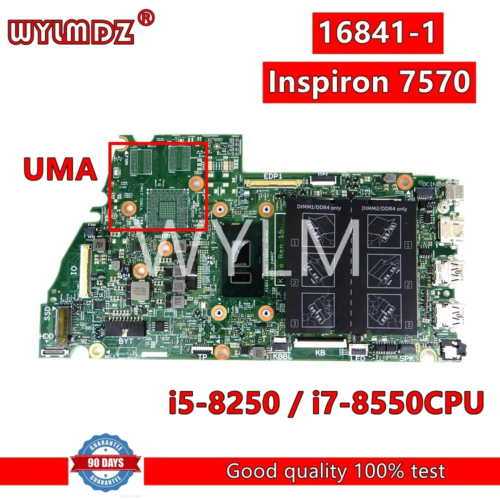 16841-1 i5-8250/i7-8550CPU Notebook Mainboard  For Dell Inspiron 7570 Laptop Motherboard CN-0471TW 0WWYYN Tested OK