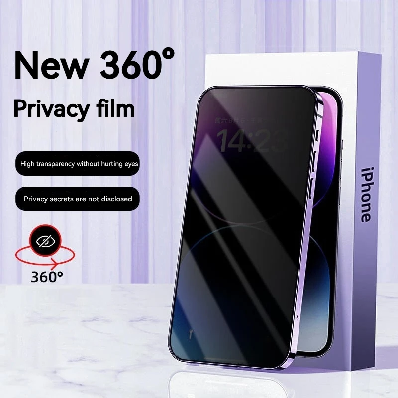 Screen Protector For iPhone16 Anti-Peep Tempered Film 360 Degree Apple 15 For 14Promax Phone Frosted Anti-Peep Film 13Pro