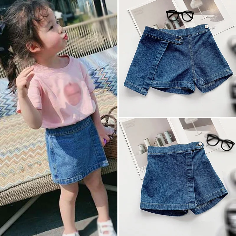 Kid Girls Skirt Summer Denim Shorts Summer Elastic Waist Casual Fashion Short Skirt