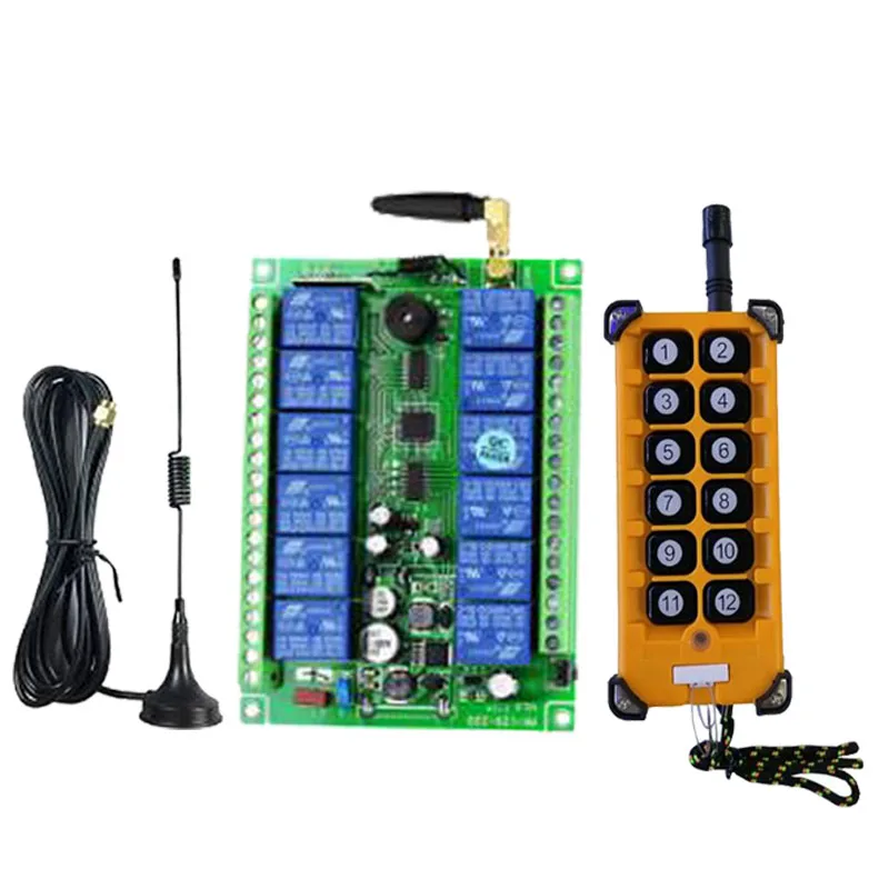 3000M Industrial DC 12V 24V 36V 48V 12CH RF Wireless Remote Control OverheadTravelling Crane System Receiver Digital Key