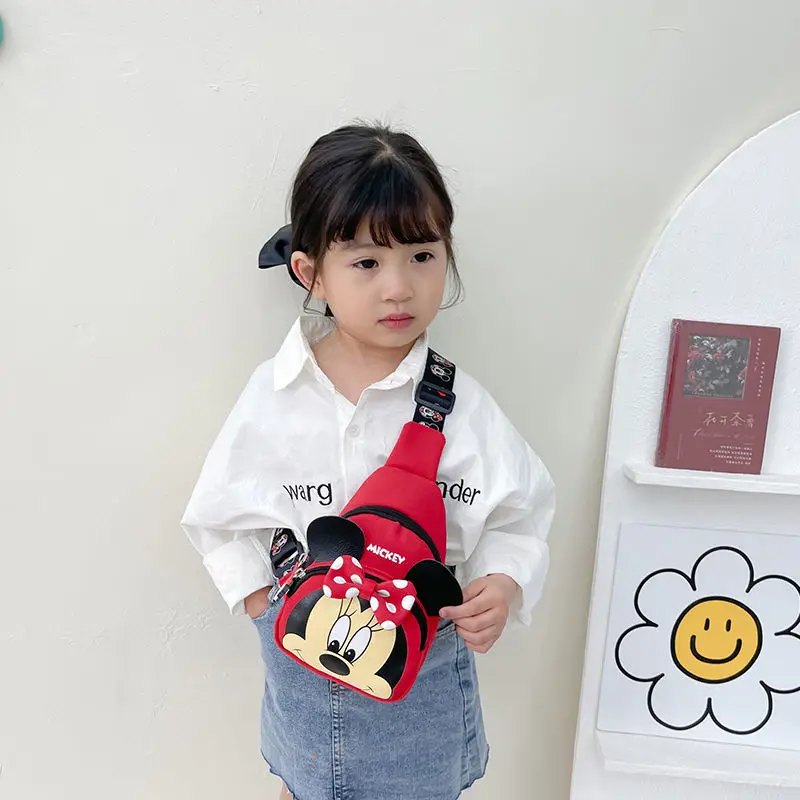 Disney Mickey\'s New Children\'s Waist Bag Cartoon Cute Boys and Girls Chest Bag Large-capacity Luxury Brand Fashion Messenger Bag