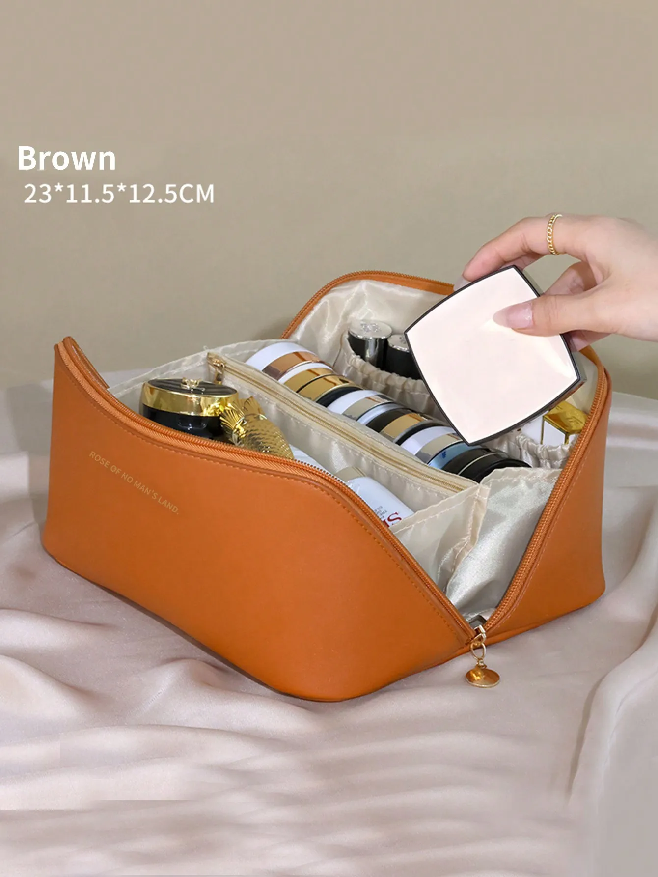 Large Capacity PU Leather Cosmetic Bag Multilayer Travel Makeup Organizer Portable Waterproof Toiletry Storage Pouch for Women