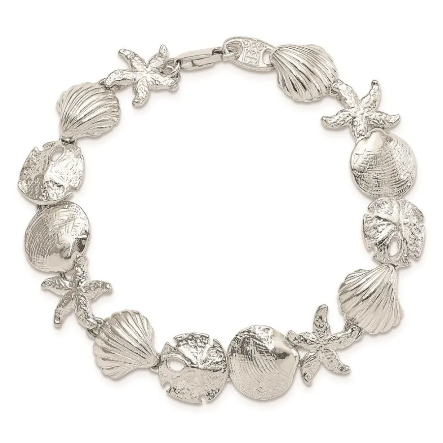 Pulsera de conchas marinas de plata de ley