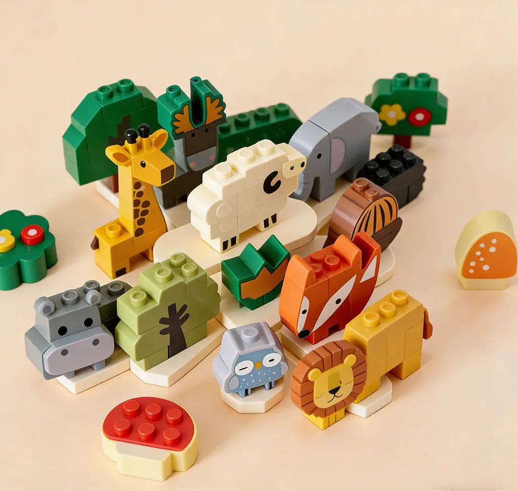 Gioco di equilibrio dei blocchi impilabili degli animali della foresta in legno per bambini, coordinazione occhio-mano e giocattolo impilabile interattivo per l'educazione precoce