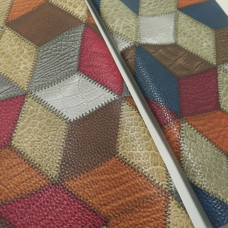 

1 Roll Geometric Stitching Patterns Faux Leather 0.7 mm Thick for Making Sewing Supplies DIY Handbag Cosmetic Bag Wallet 30x68cm