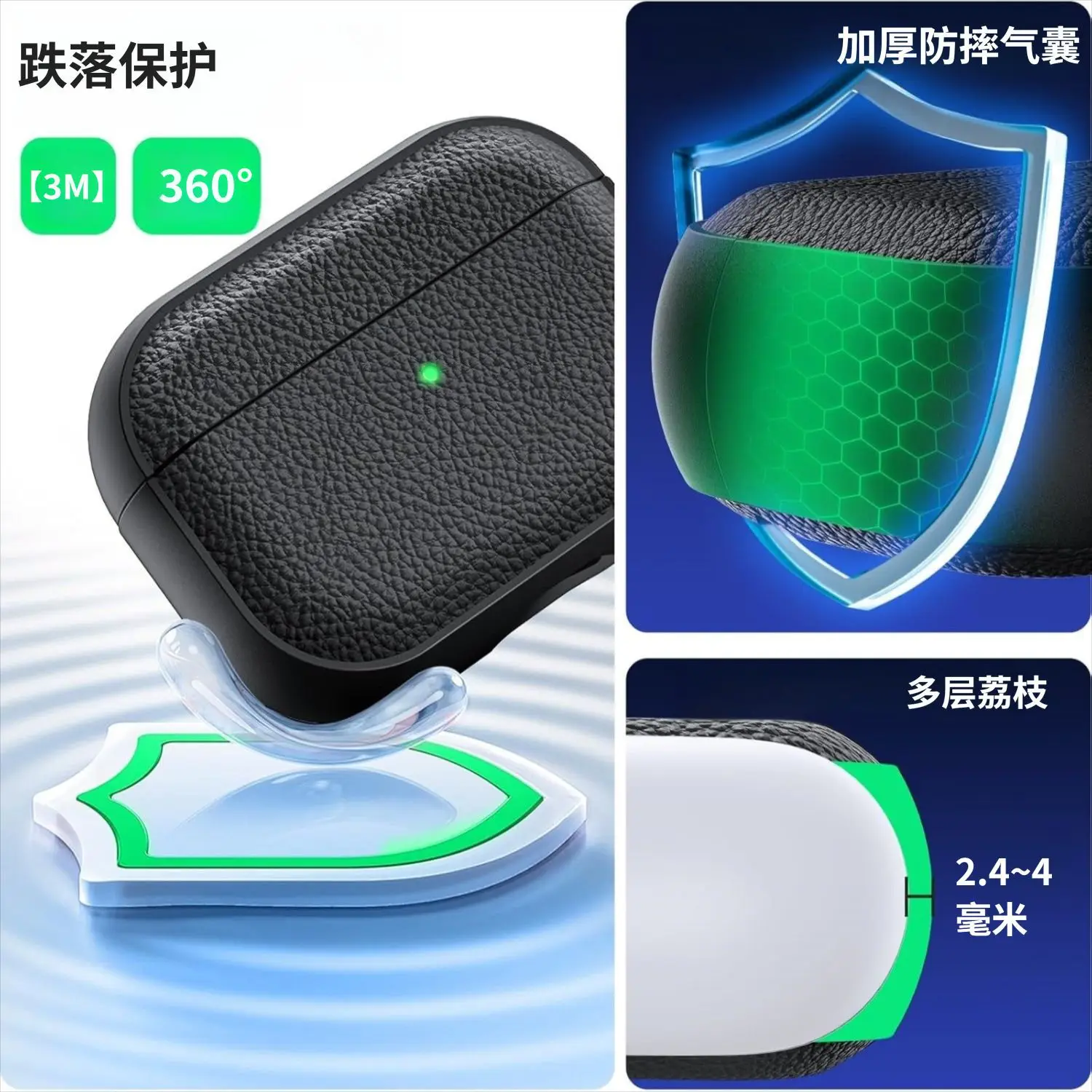 For AirPods Pro 3 Case leather patterned Bluetooth earphone Cover Accessories with Cleaning Kit For AirPods pro 2/Pro /AirPods 4 view 3