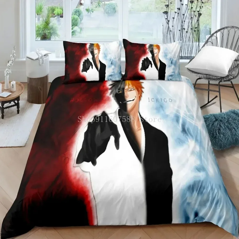 3D Bleach Kurosaki Ichigo Bedding Set Anime Duvet Covers Pillowcases Boys Comforter Bedding Sets Customized Bed Linen Bedclothes