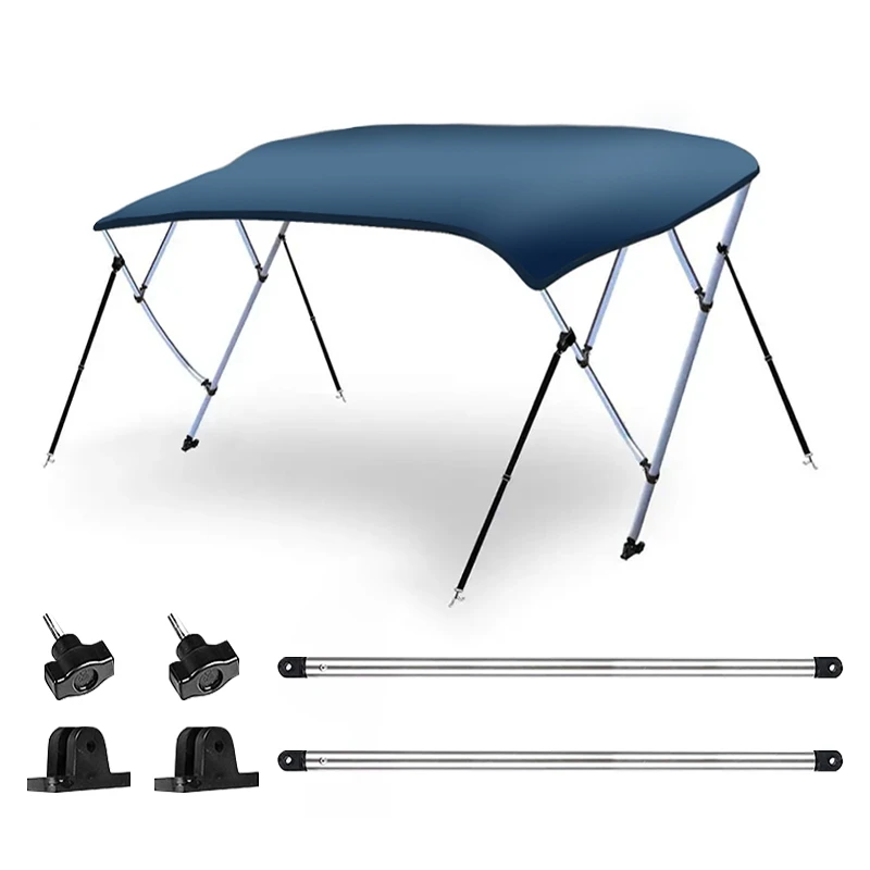 

3 Bow Bimini Top for Boat Canvas Sun Shade Boat Canopy Blue 600D Solution-Dyed Polyester Boat Canopy with Anodized Aluminum Tube