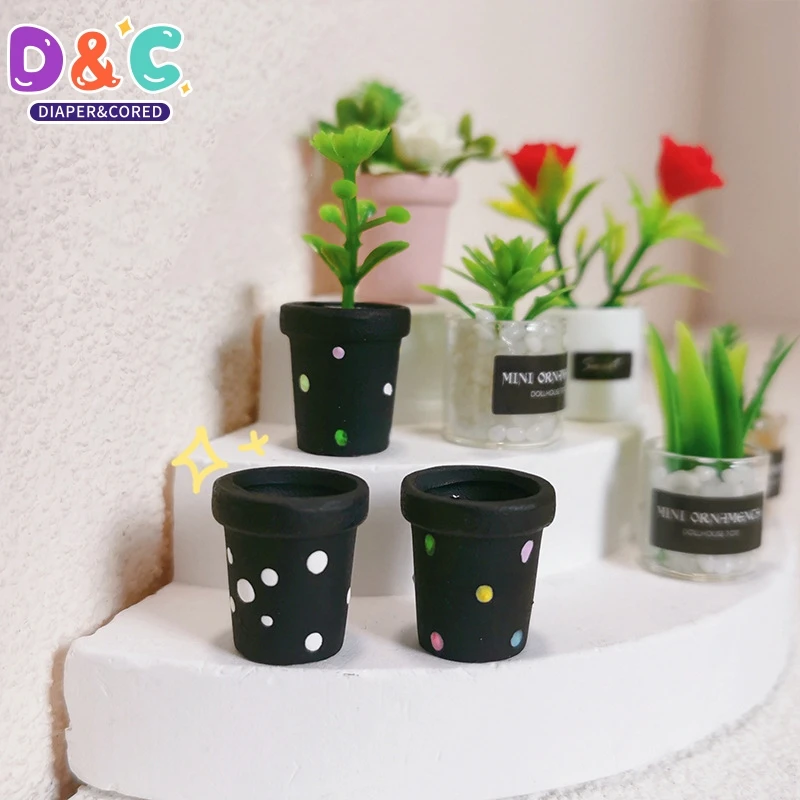 1:6 1:12 Dollhouse Miniature Flowerpot Model Dollhouse Micro Garden Landscape Decoration Toy Dolls House Scene Ornament