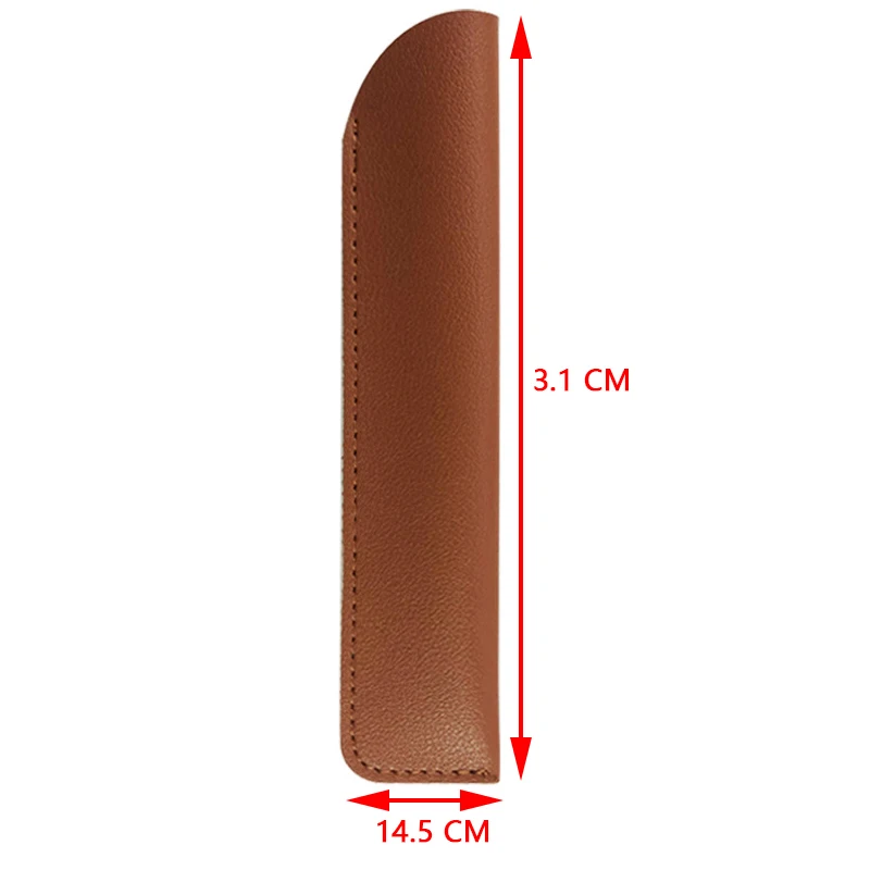 PU Leather Pencil Holder School Pen Storage Bag Pen Case Solid Color Wear-resistant Pen Protective Sleeve Small Sign Pen Cover