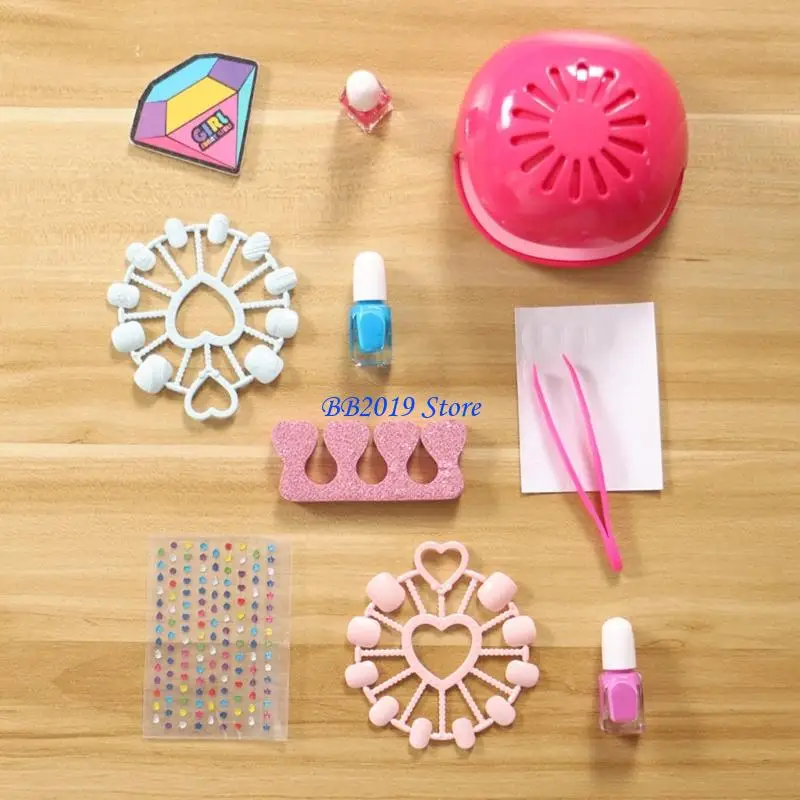 Q0KB Girls DIY Nails Art Set Includes Stickers And File For Creative Beauty Play
