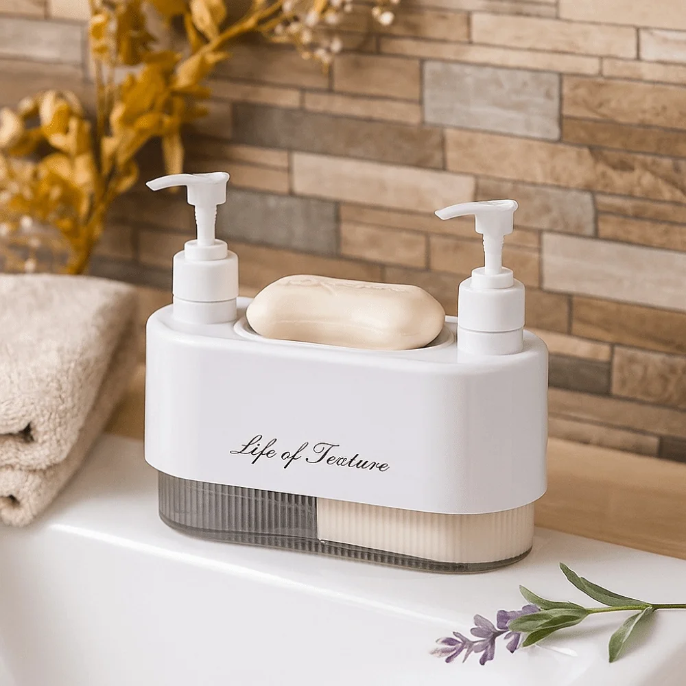 

Double Pump Head Soap Dispenser Plastic Thickened Shampoo Bottle Free Perforation Detachable Shower Gel Dispenser Bathroom