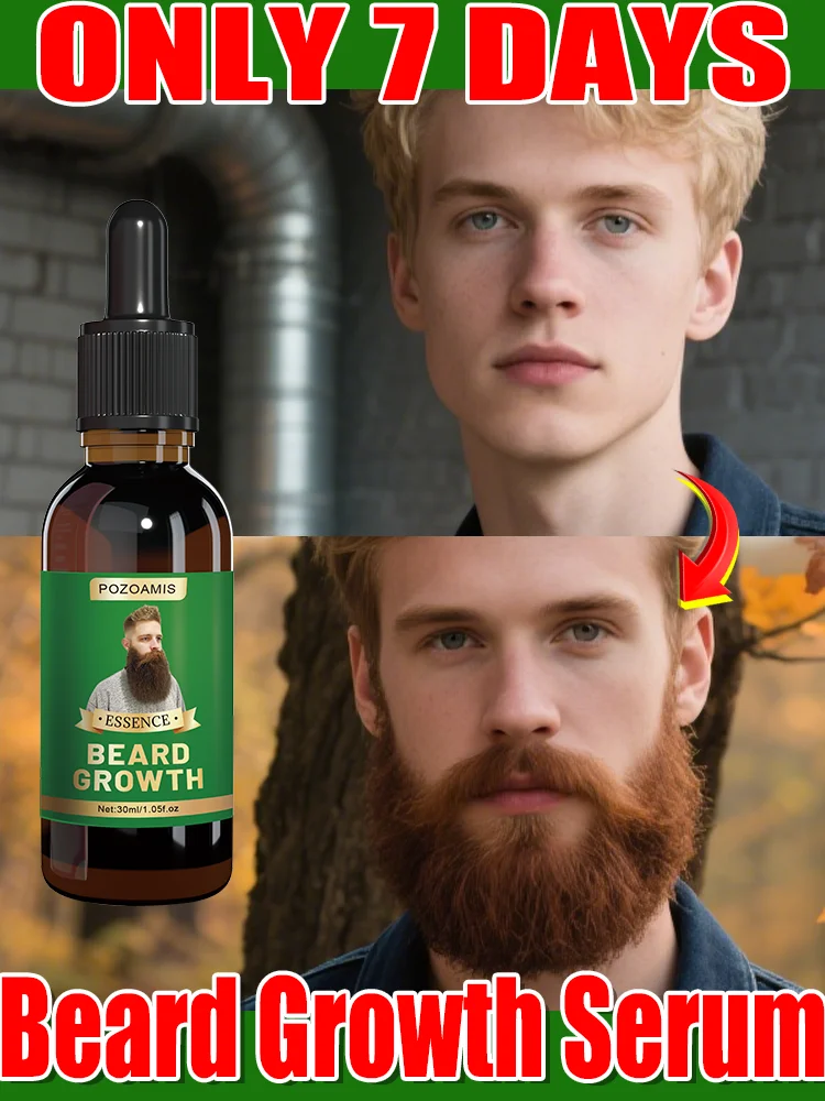 

Beard Growth Serum - Fast Acting Beard Oil for Growth & Thickness - Natural Formula for Thicker, Longer, Softer Beard & Mustache