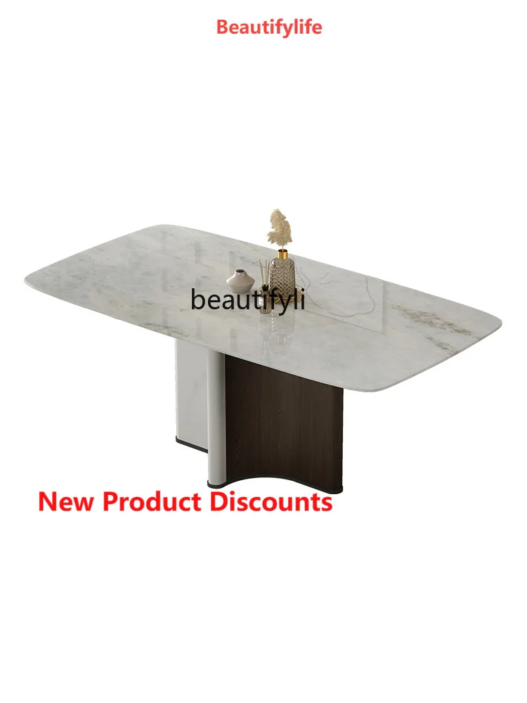

X188 Stone Dining Table Imported Pure Natural Dream Crystal Modern Simple and Light Luxury Rectangular Dining Tables and Chairs
