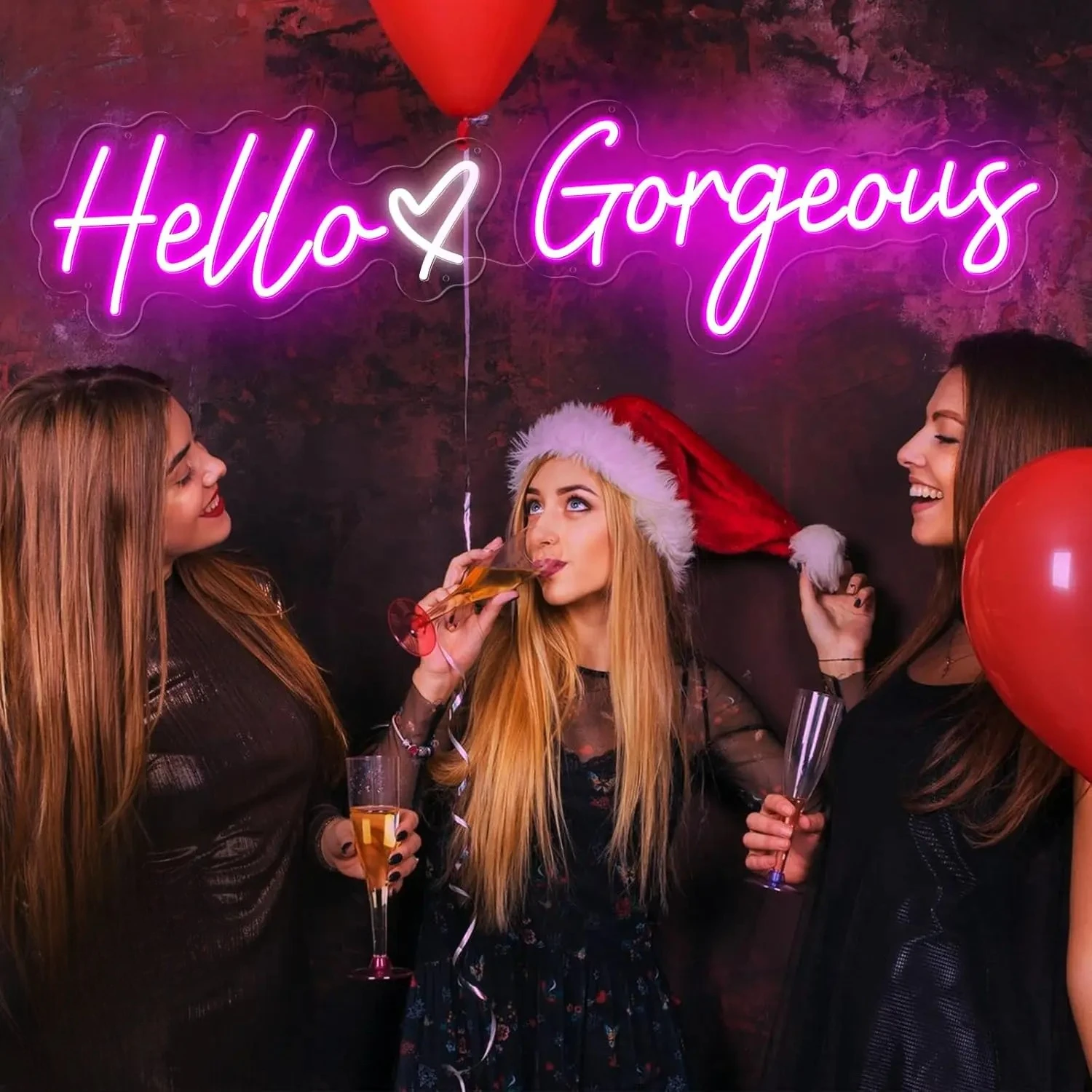 

30 inch Large Hello Gorgeous Neon Sign USB Dimmable LED Neon Light for Wedding Room Bachelorette Party Home Bar Bedroom Gift