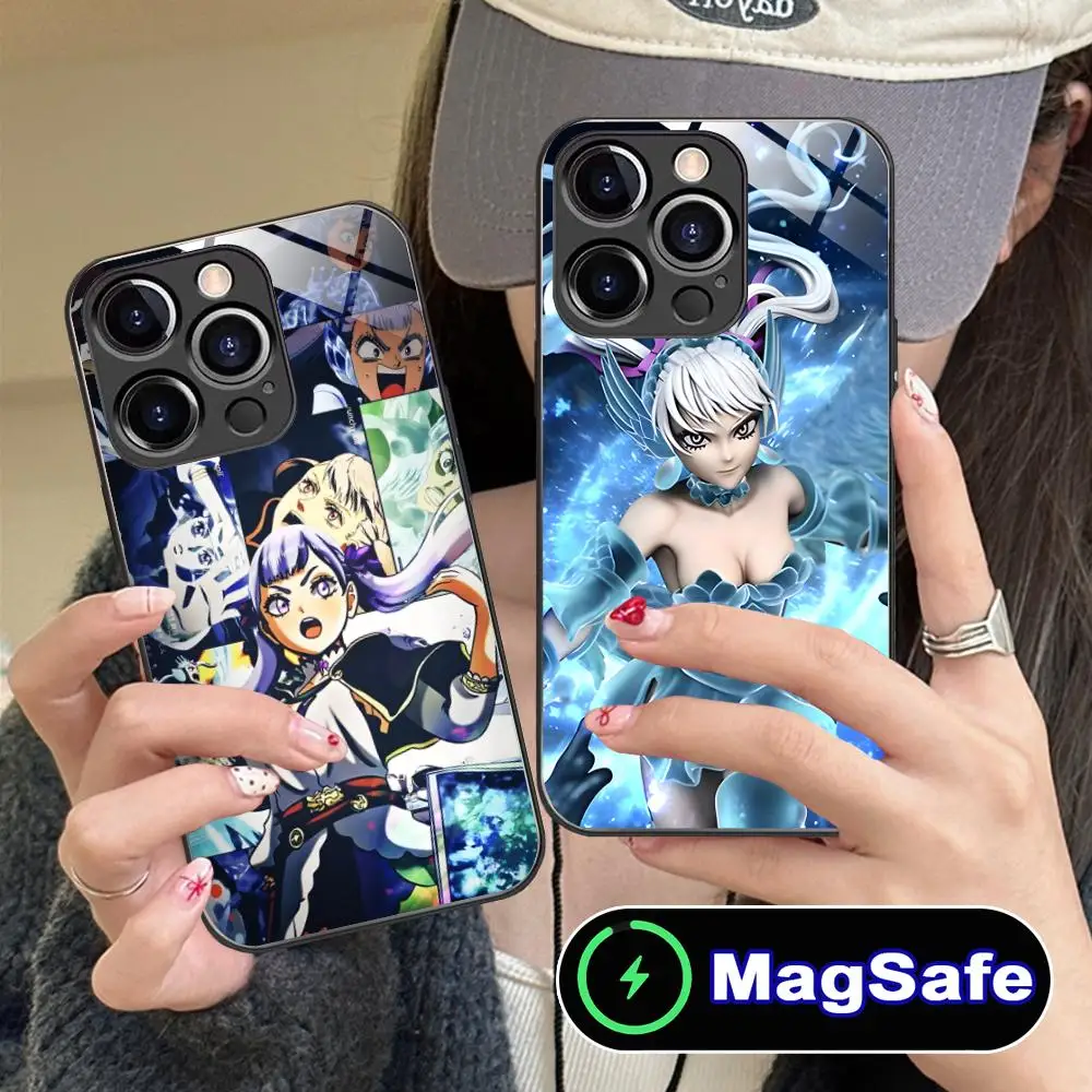 Black Clover Noelle Silva Phone Case for iPhone 16 15 14 13 12 11 Pro Max Plus Mini MagSafe Glass Colour Protective Luxury Cover