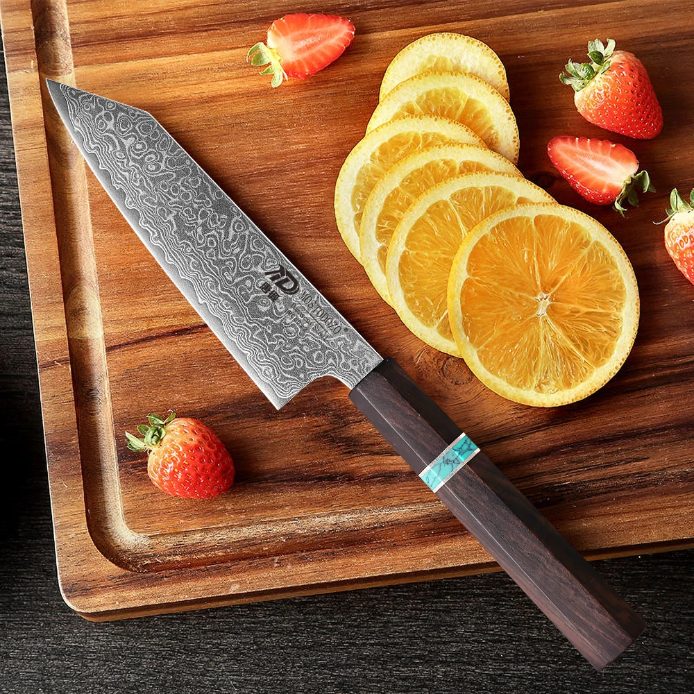 MOSTODOZO 5-Zoll Universalmesser aus Damaszener Stahl, Professionelles Kochmesser, Japanisches Handgeschmiedetes Gemüse- und Obstschälermesser