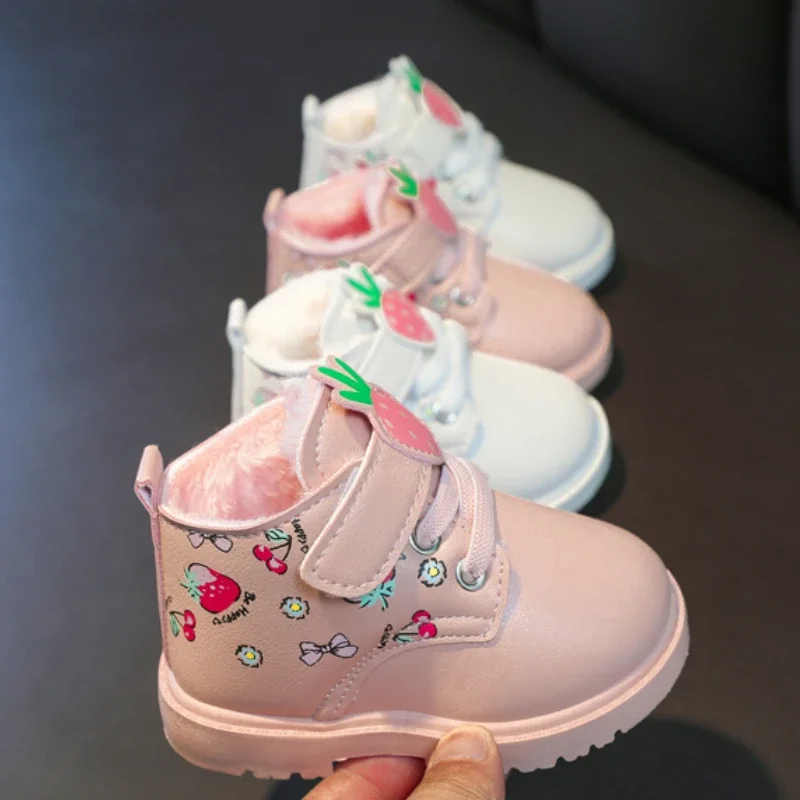 Princess Girl Shoes Fashion Trend Girl Boot Versatile Warm Winter Boot Daily Cute Child Shoe Winter Fleece Ankle Boots Zapatos