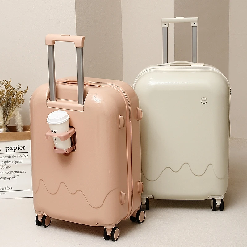 Ice cream luggage with high aesthetic value, swivel wheels for students, 24 inch suitcase, 20 inch luggage, no need to check in,