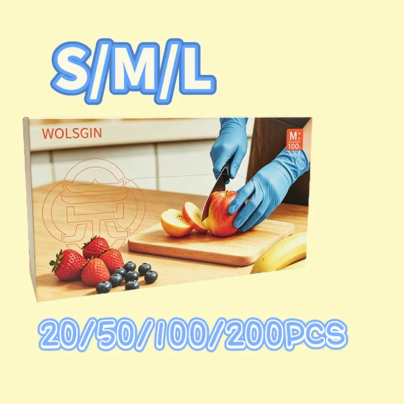 Blue pure nitrile kitchen gloves, food-grade, oil-resistant, non-slip, durable household dishwashing and cleaning gloves