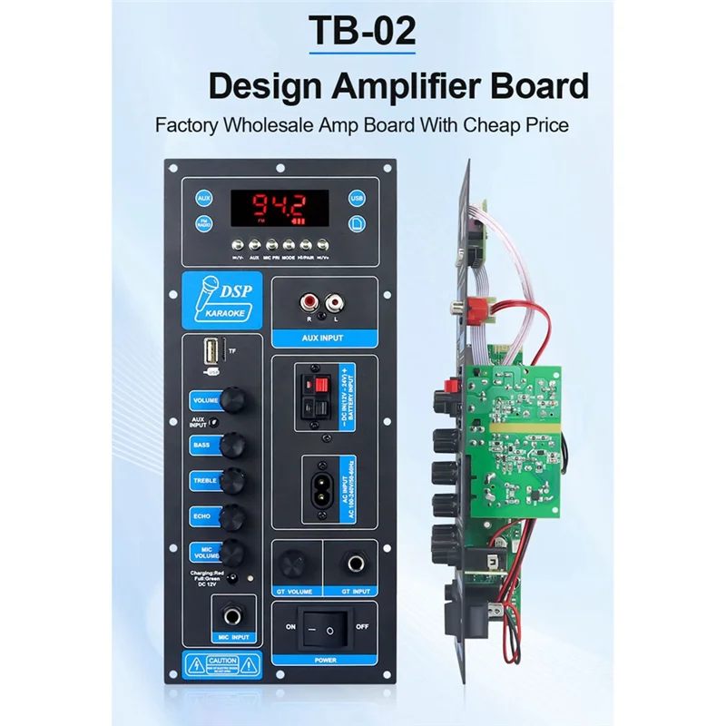 ABJF-High Power DSP Bluetooth 5.3 Amplifier Board 8-18 Inch Trolley Speaker Outdoor Audio Amp Module 60W Mono Stereo Amp