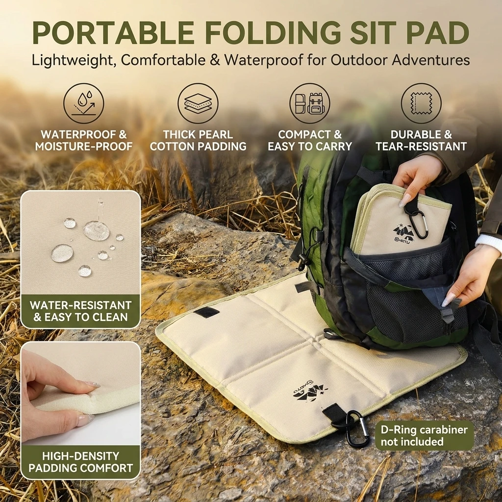 Foldable Camping Seat Cushion Waterproof Beach Seat Cushion Anti-Slip Moisture-Proof Sitting Pads For Travel Hiking Camping