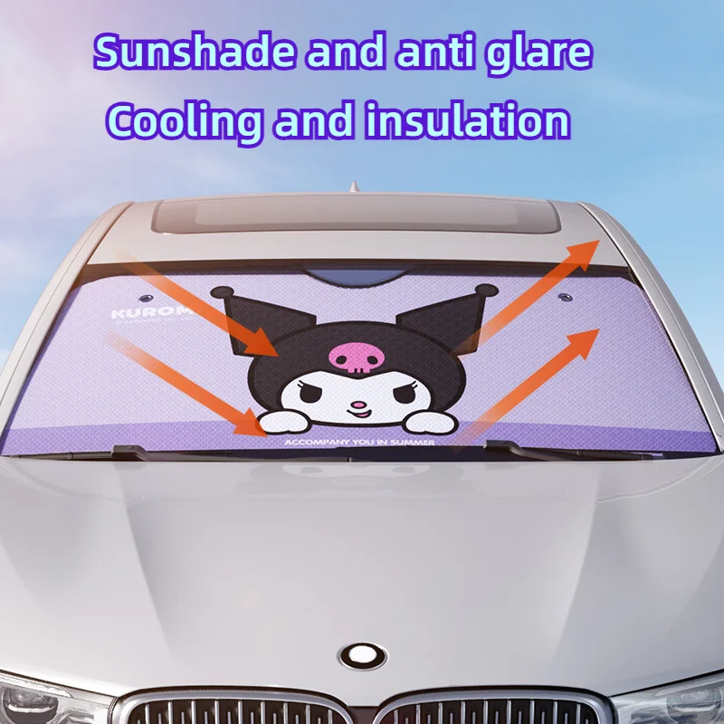 

Hello Kitty Car Sunshades Sanrios Anime Kawaii Cartoon Front Windshield Glass Sun Visor Summer Heat Insulation Sun Protection