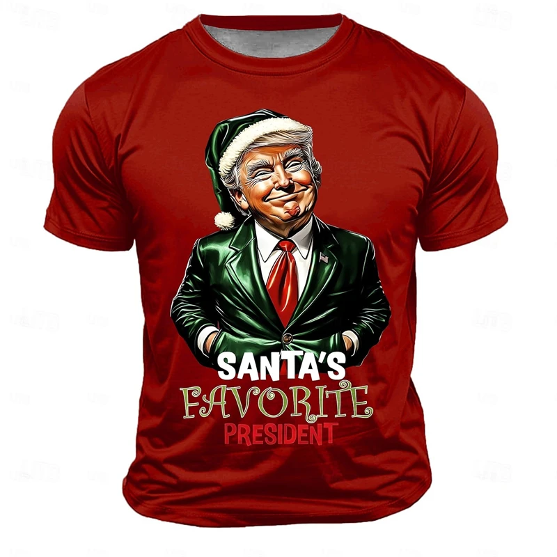 Fashion Christmas Trump T-shirt Men Casual Fashion Unique 3D Printed Pullover Top Personality Funny Pattern 2024 Trendy New Tee