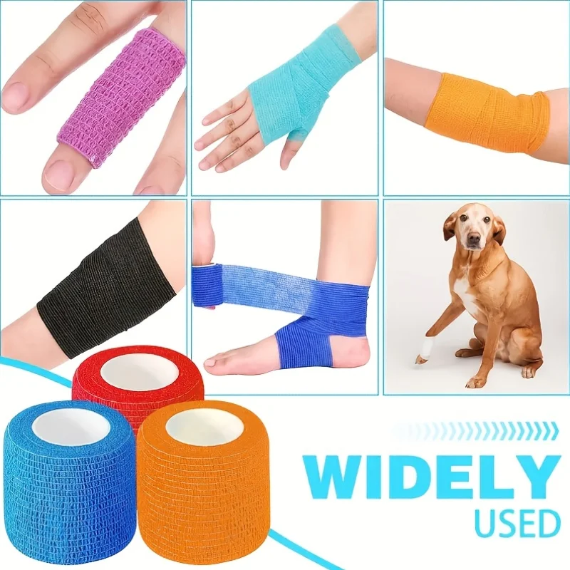 20 Rolls Non-Woven Self Adhesive Bandage Wrap, Mixed Color Elastic Cohesive Tape, Breathable Sports First Aid Tape for Wrist Ank