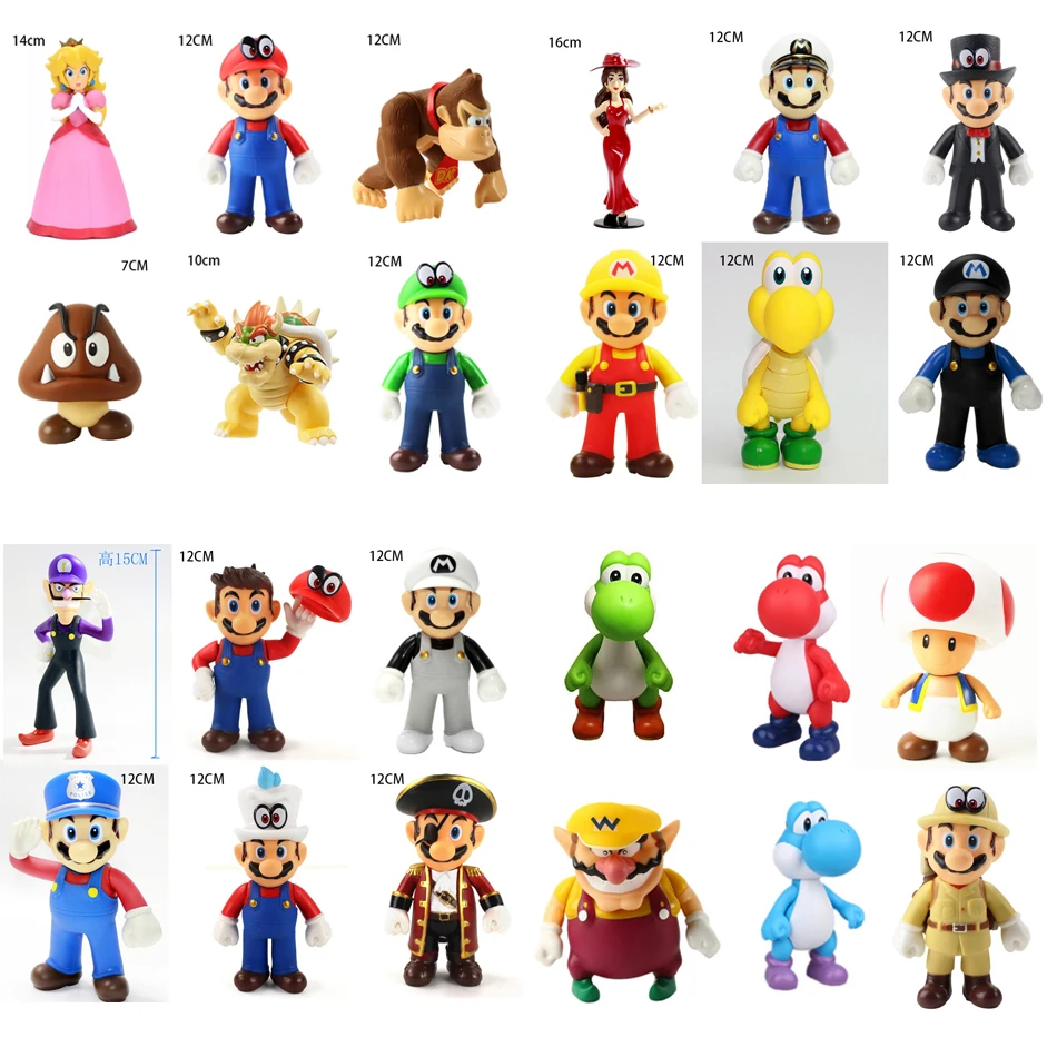 Gioco Super Mario Bros Cartoon Dolls modello Anime figure Luigi Yoshi Mario creativo modello da collezione giocattoli per bambini regalo di