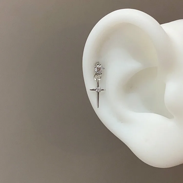Cartilage Earring Cross Pendant Titanium Steel Modern Lightweight Minimalist Unique Hypoallergenic for  Office Party Gift Women