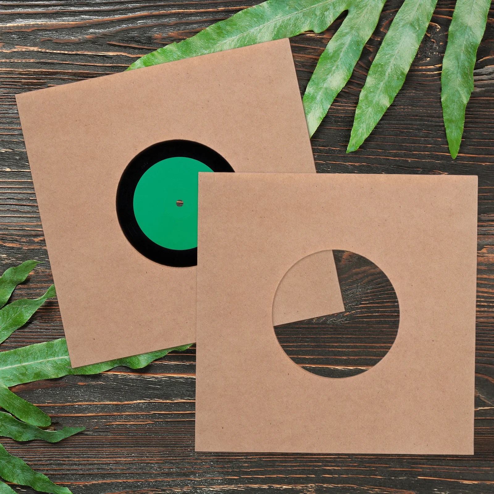 

10 pcs Kraft Paper Inner Sleeves For 7 Inch Vinyl Records Right Angle Design With Ventilation Hole Storage Protection Bag