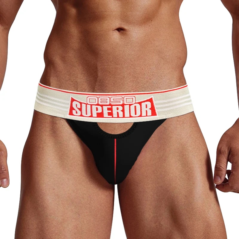 Low Waist Men Gay Jockstraps Cotton Open Back Mens Sexy Underwear Thong Hole Comfortable Man G-Strings Breathable Sissy Bikini