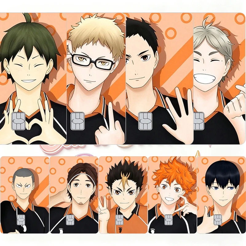 Cute Volleyball Anime Character Credit Card Skin Stickers PVC Decal Sport Figure Decorative Cover for Bank Debit Visa Card Film