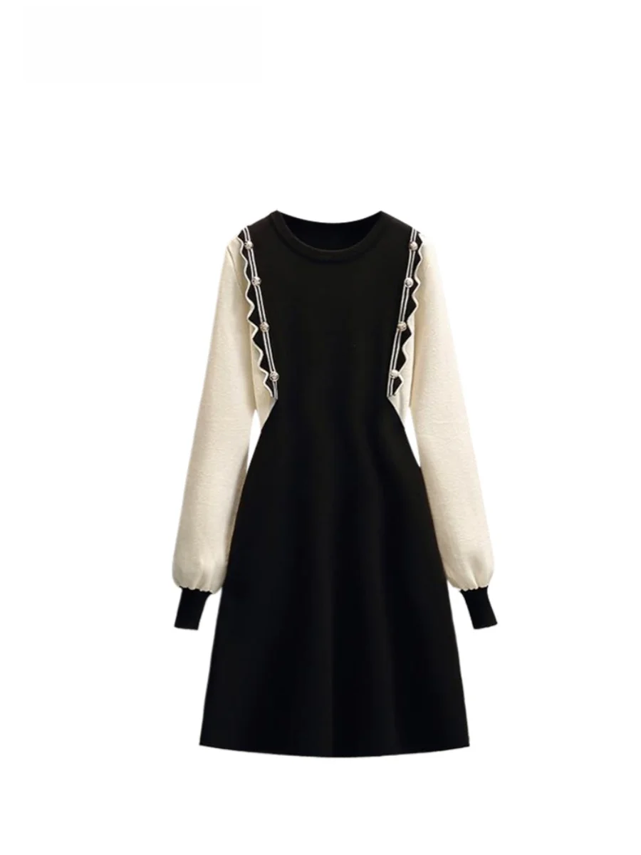 

CaraCLUB plus Size Knitted Dr Women's Autumnal Conceal Belly Slimming Illusion Long Dr Korean Sle Loose Fit High Waist