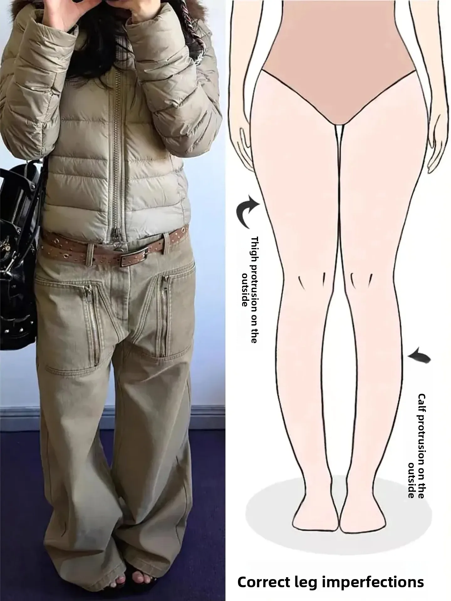 

Retro Pocket Zipper Denim Jeans Women's Spring New Street Splicing Design Sense Workwear Pants Pear Shape Body Fit Casual