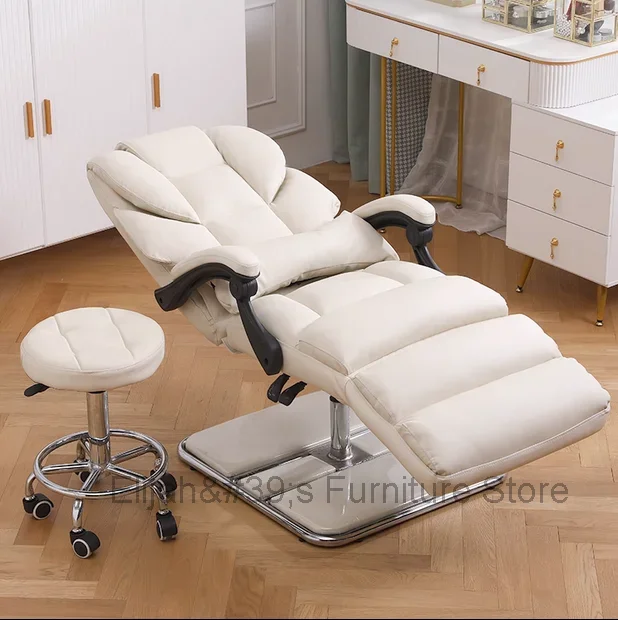 Silla de belleza reclinable multiusos, máscara facial bordada, cuidado de la piel, tumbarse y levantar, tienda de belleza